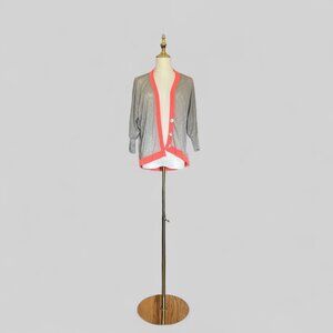 About A Girl Cardigan Womens M Gray Orange Button Up Lightweight Sweater USA